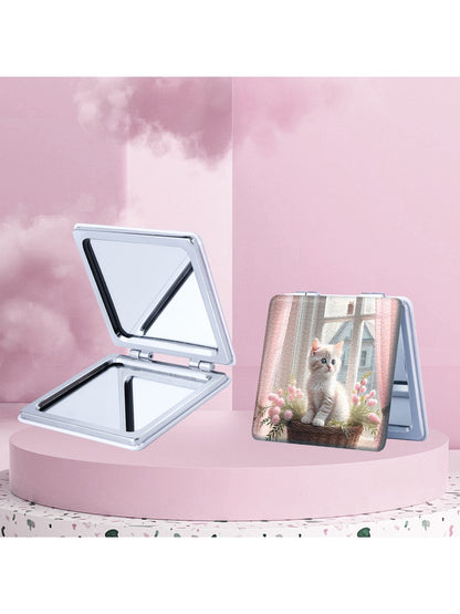 Mirroray - Cute Cat Print Portable Folding Makeup Mirror