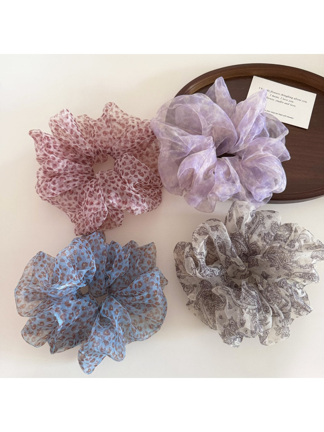 Gifty - Plaid Pattern Ruffled Polyester Ponytail Scrunchie