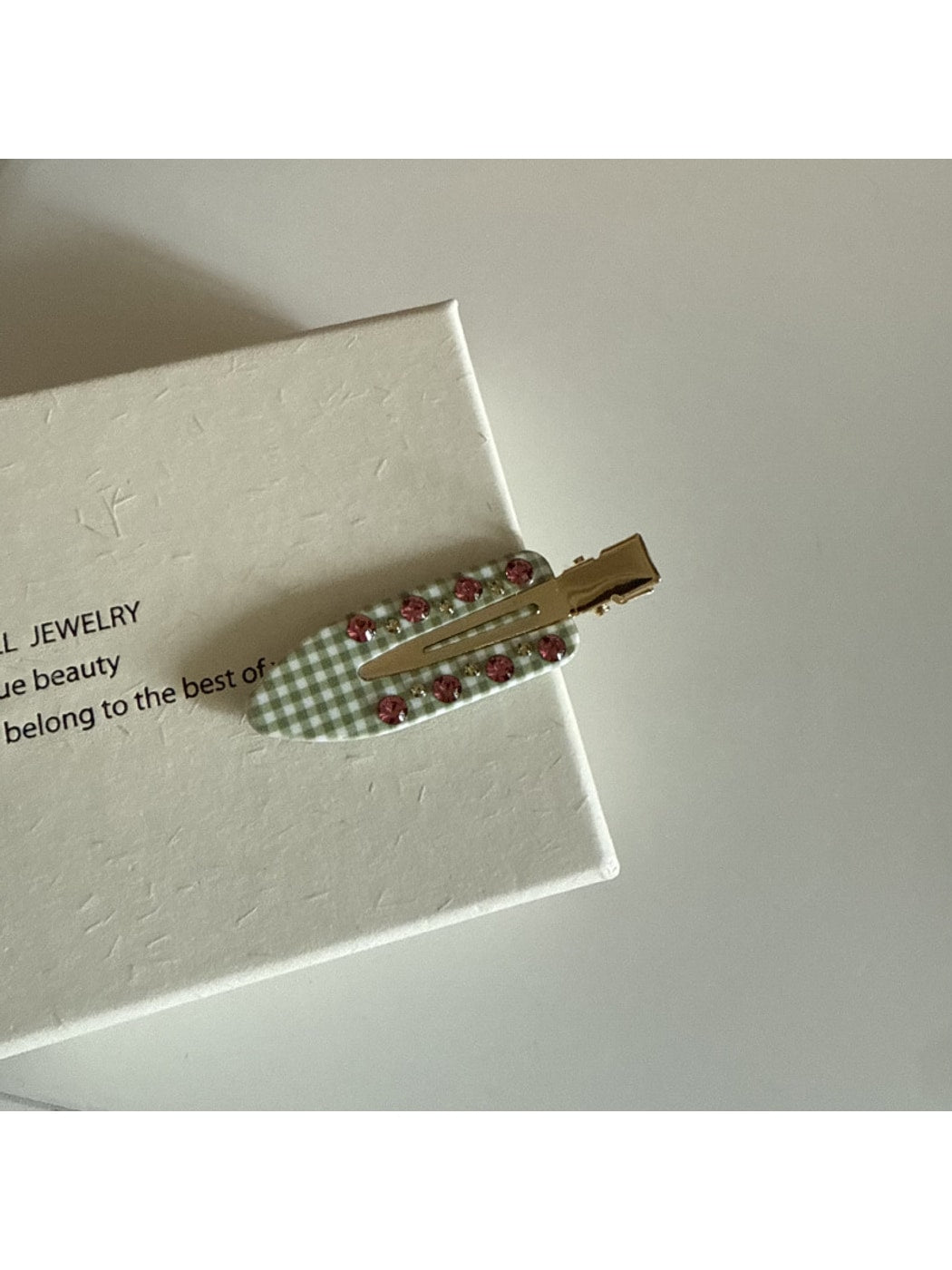 Beau - Bow Checkered Acetate Alloy Hair Clip
