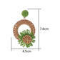 Pair of raffia daisy shaped stud earrings with detailed woven petals