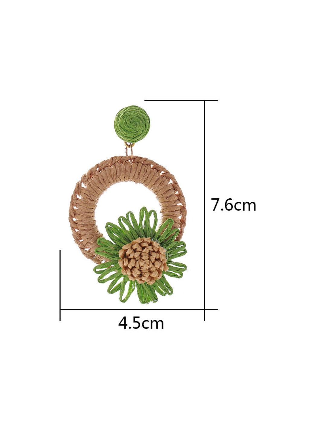 Pair of raffia daisy shaped stud earrings with detailed woven petals