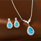 Nozari - Rhinestone Water Drop Necklace and Earrings Set