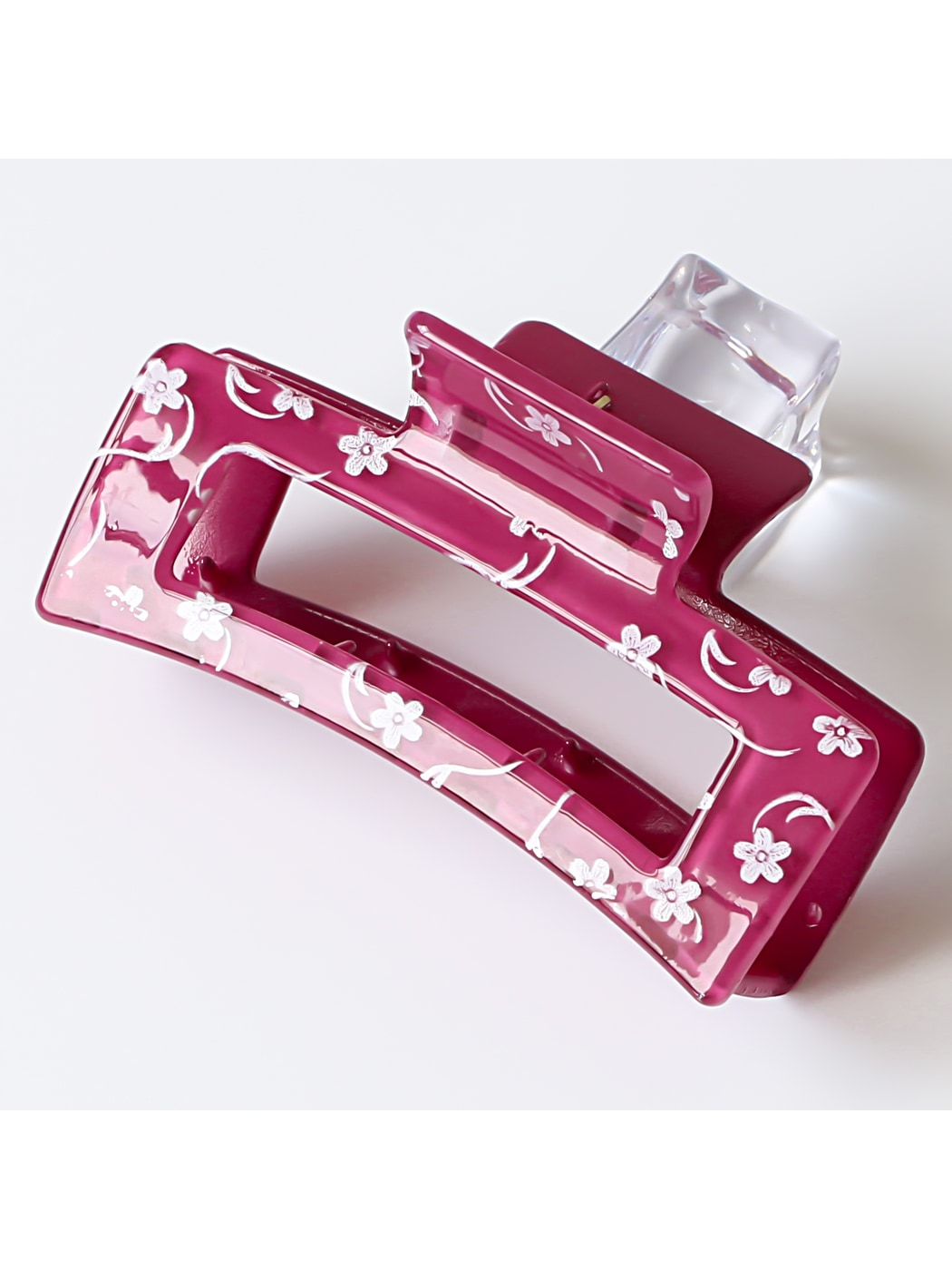 Beau - Square Hollow Floral Print Hair Claw Clip