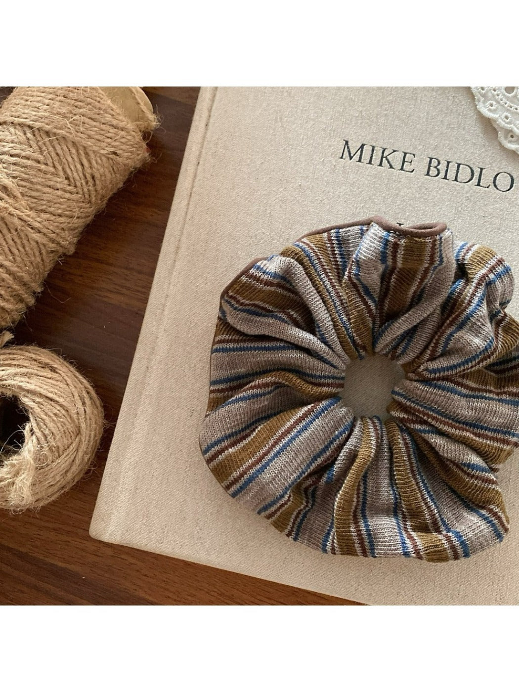 Gifty - Striped Knitted Large Intestine Hair Ties