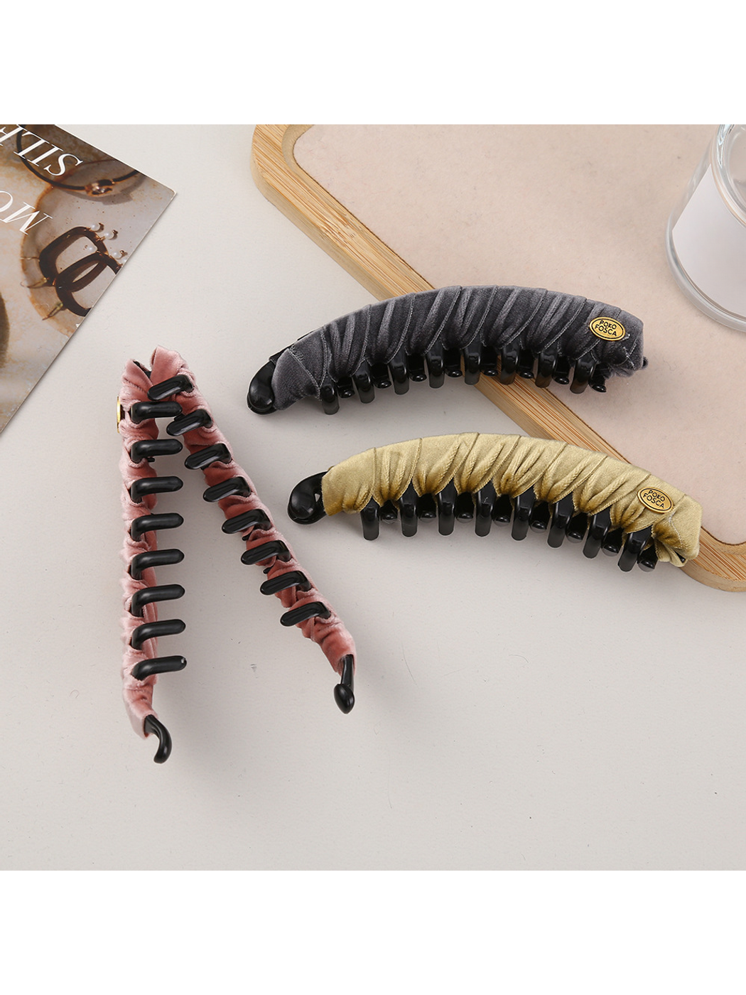 Beau - Curved Velvet Wrapped Hair Clip