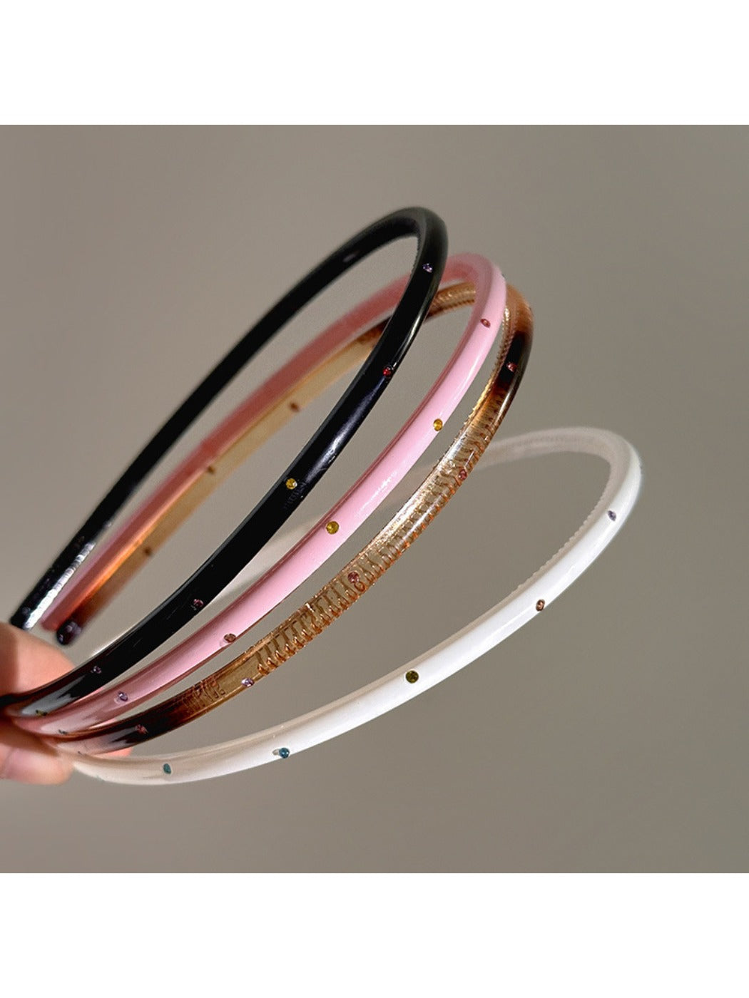 Side view of Gifty vintage chic thin headband highlighting slim profile