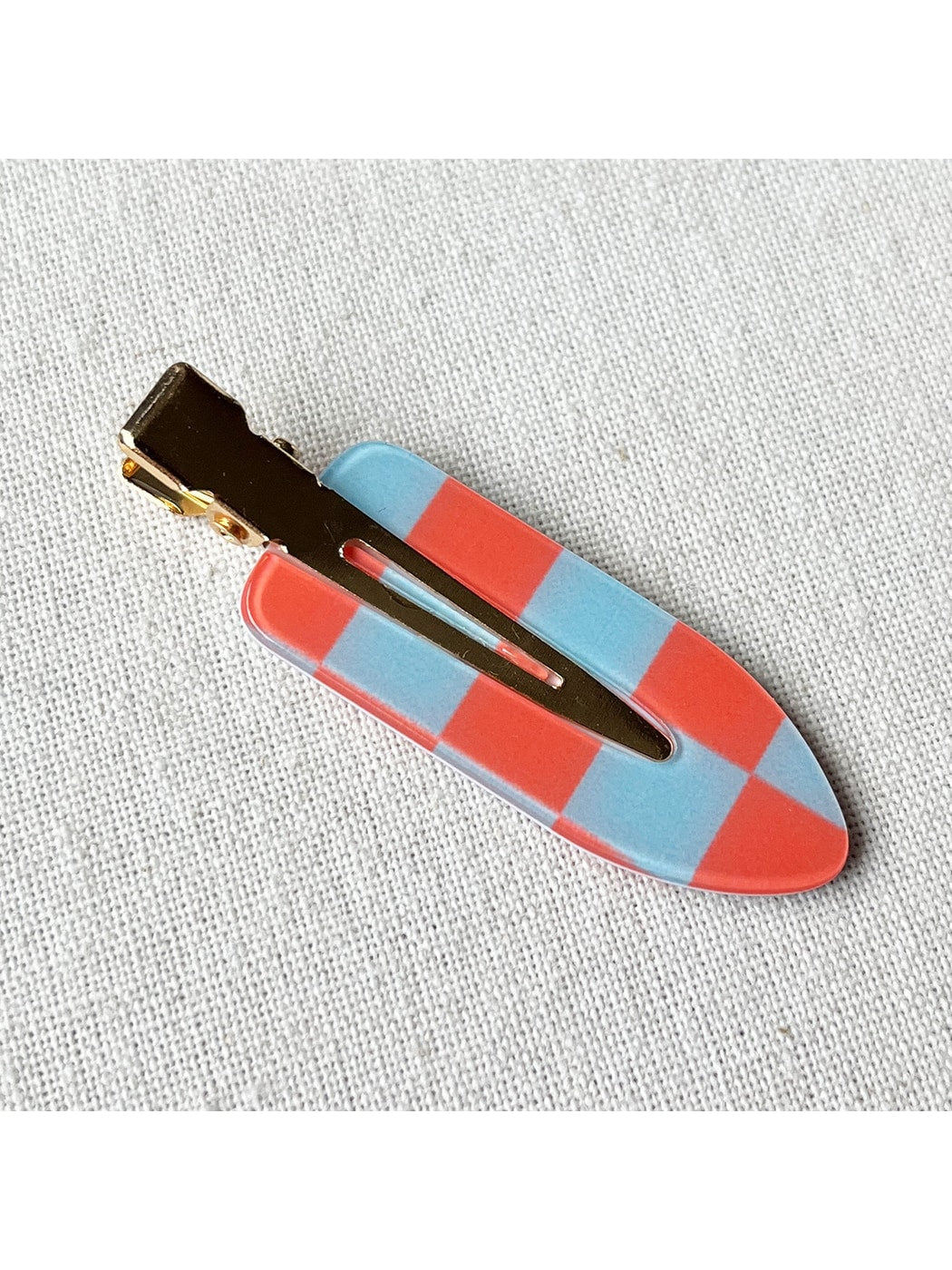 Beau - Geometric Checker Acetate Side Hair Clip