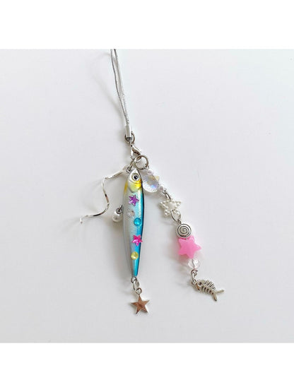 Keypus - Segmented Beaded Look Fish Bag Charm Keychain