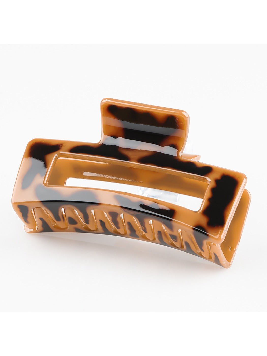Beau - Leopard Print Openwork Square Claw Clip