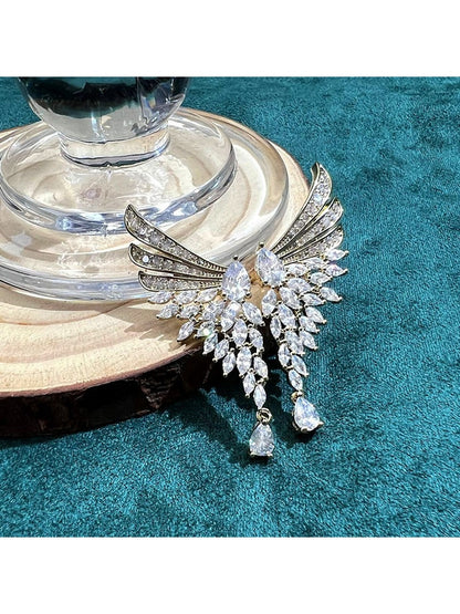 Earedge - Openwork Angel Wing Drop Earrings
