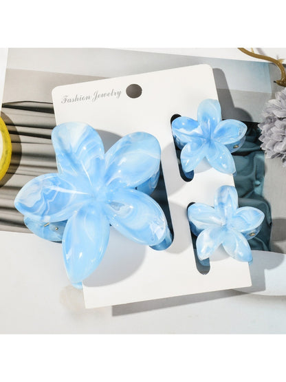 Beau - Marbled Frangipani Hair Clips Set