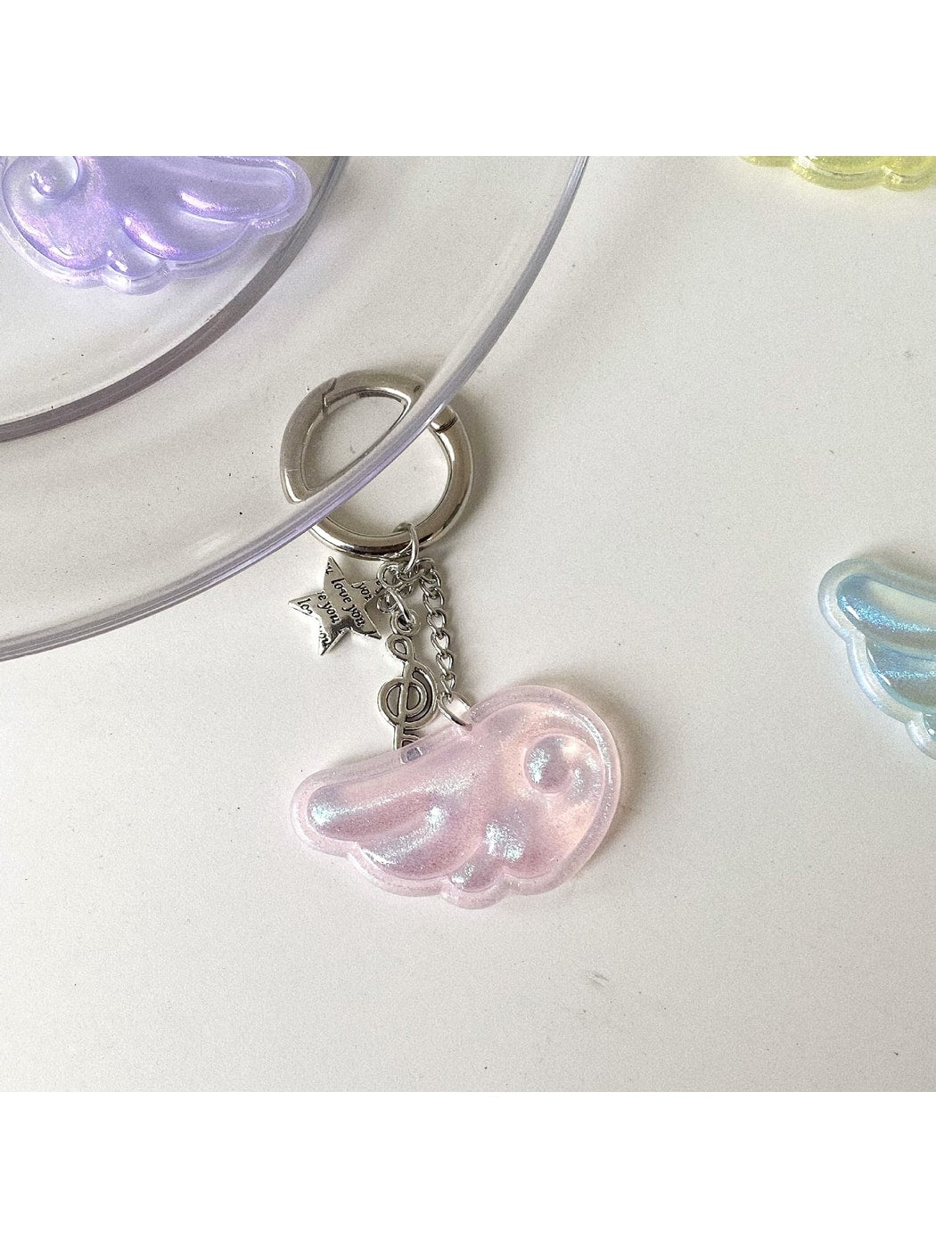 Keypus - Acrylic Alloy Wing Music Note Bag Charm Keychain
