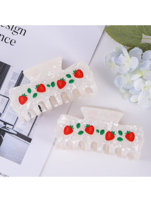 Beau - Oversized Strawberry Print Claw Clip
