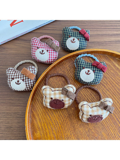 Gifty - Adorable Plaid Bear Hair Tie Set