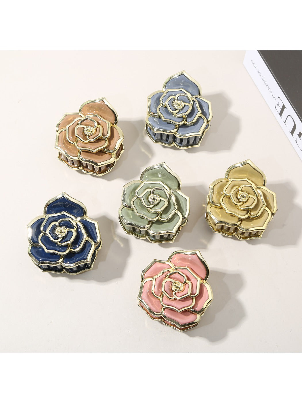 Beau - Round-Shaped Rose Hair Clip