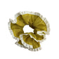 Green plaid scrunchie worn on a wrist showing white trim detail