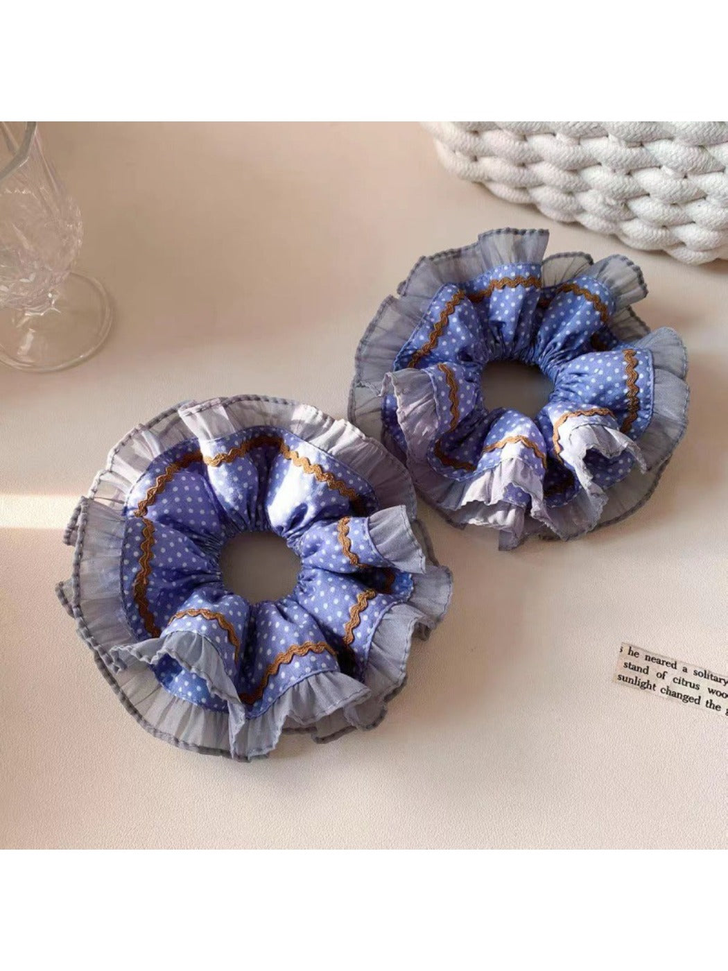 Gifty - Chic Blue Polka Dot Hair Scrunchie