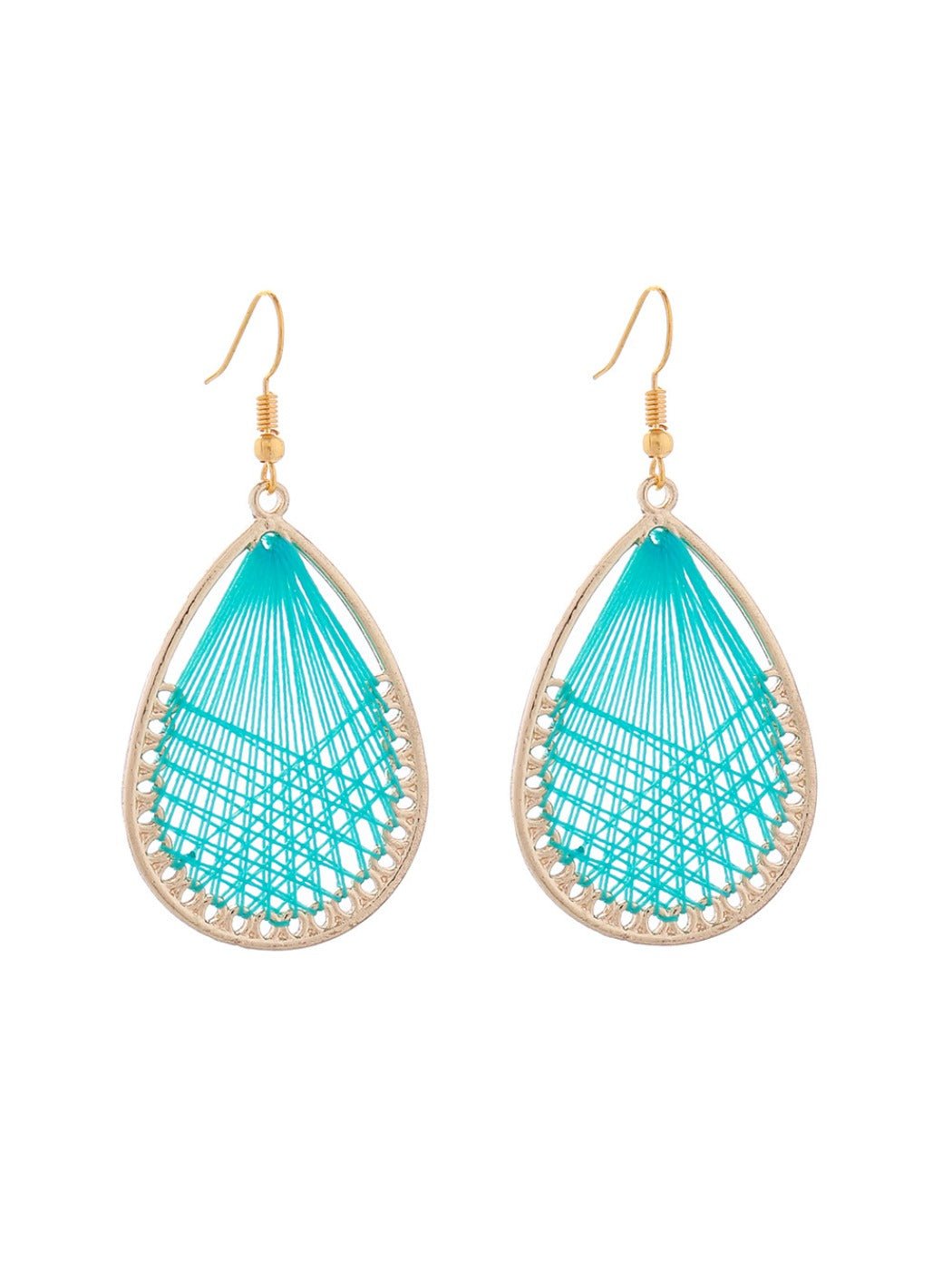 Side view of Earedge Cord Woven Teardrop Earrings showing teardrop shape and cord texture