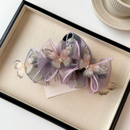 Beau - Purple Bow Organza Layered Claw Clip