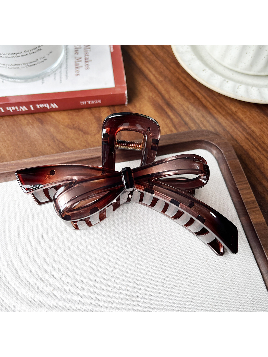 Beau - PC Bow Accent Geometric Ring Hair Claw Clip
