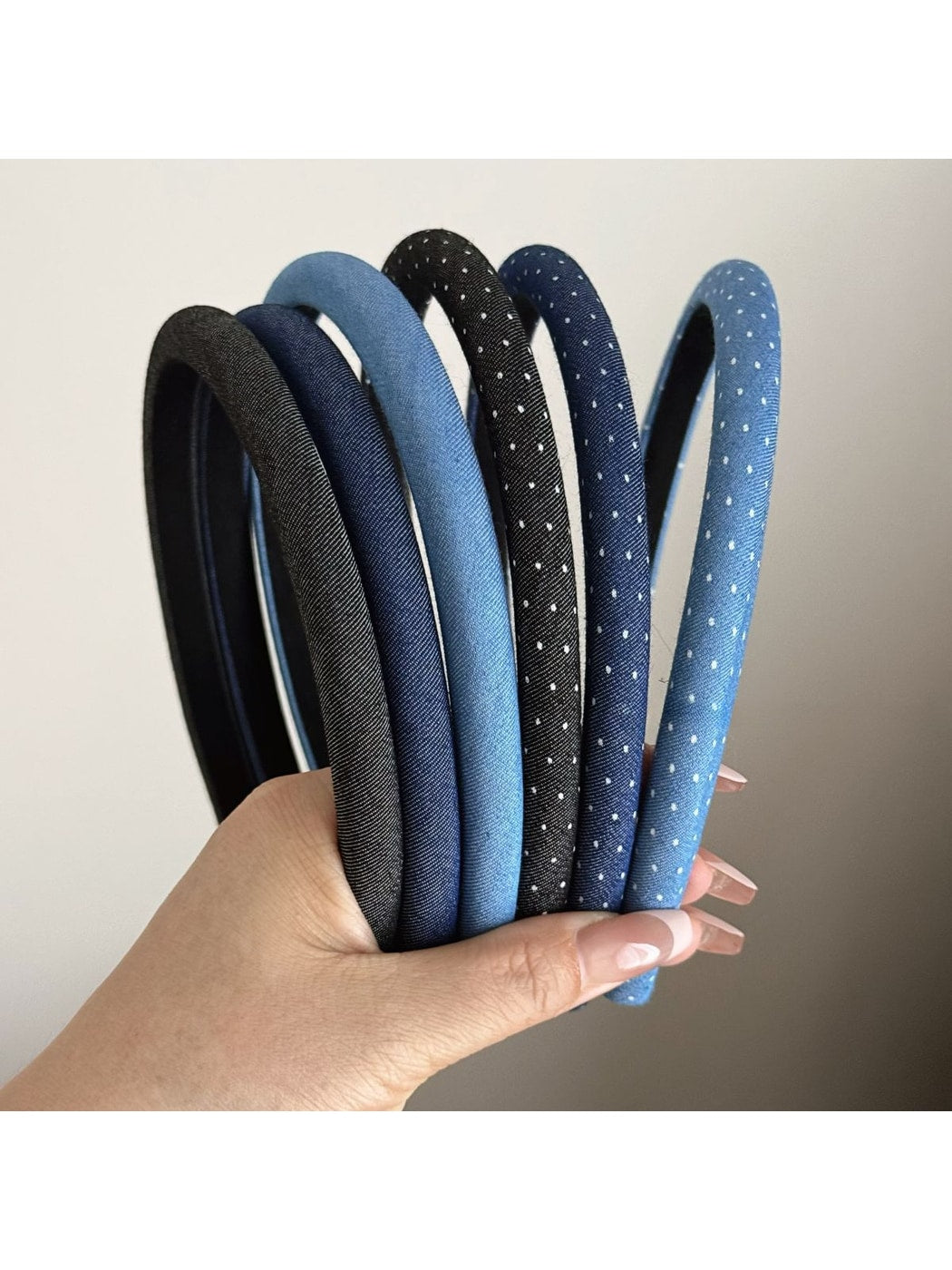Gifty - Padded Dotted Denim Look Headband