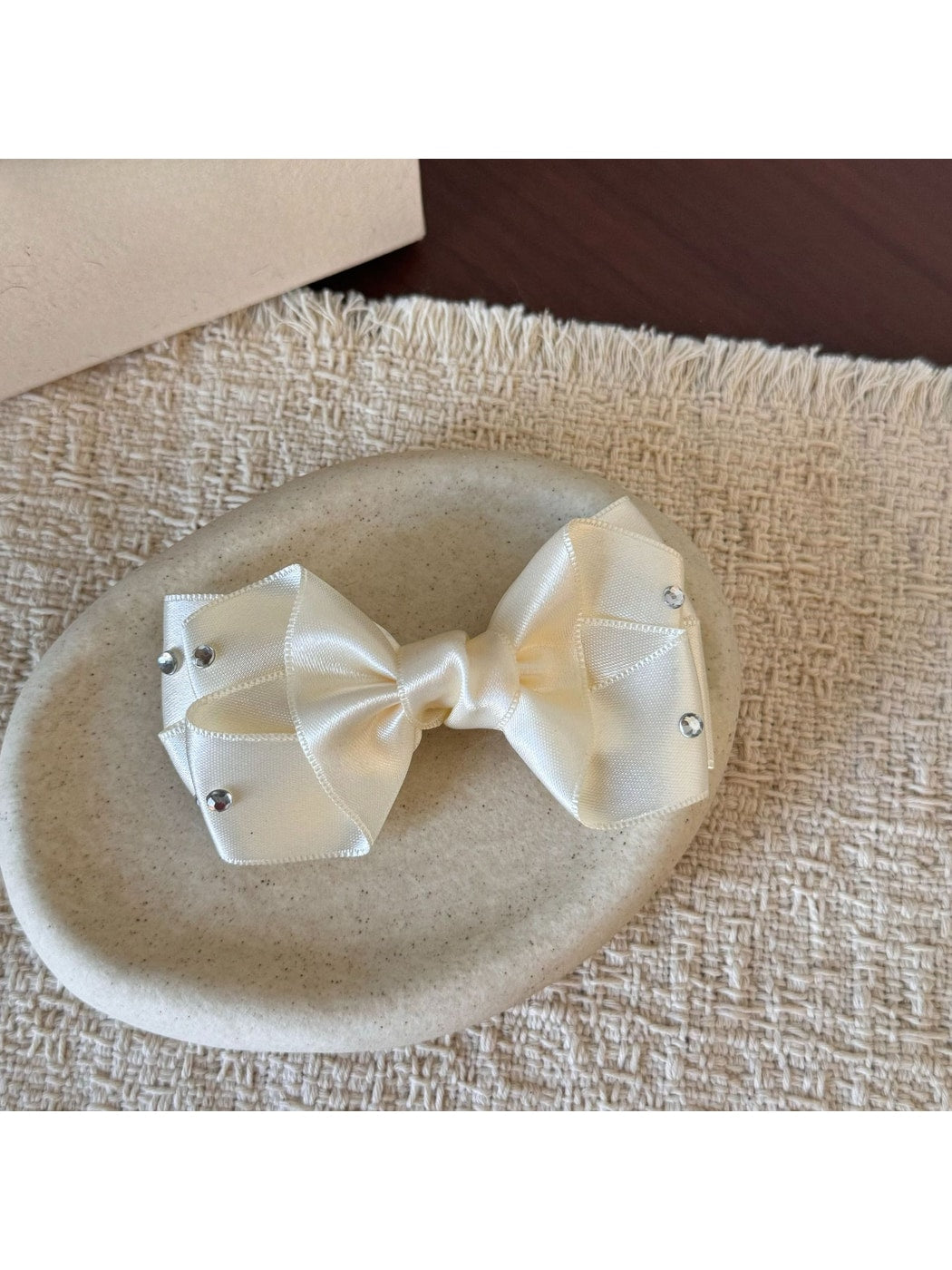 Beau - Layered Satin Look Sparkle Bow Hair Clip