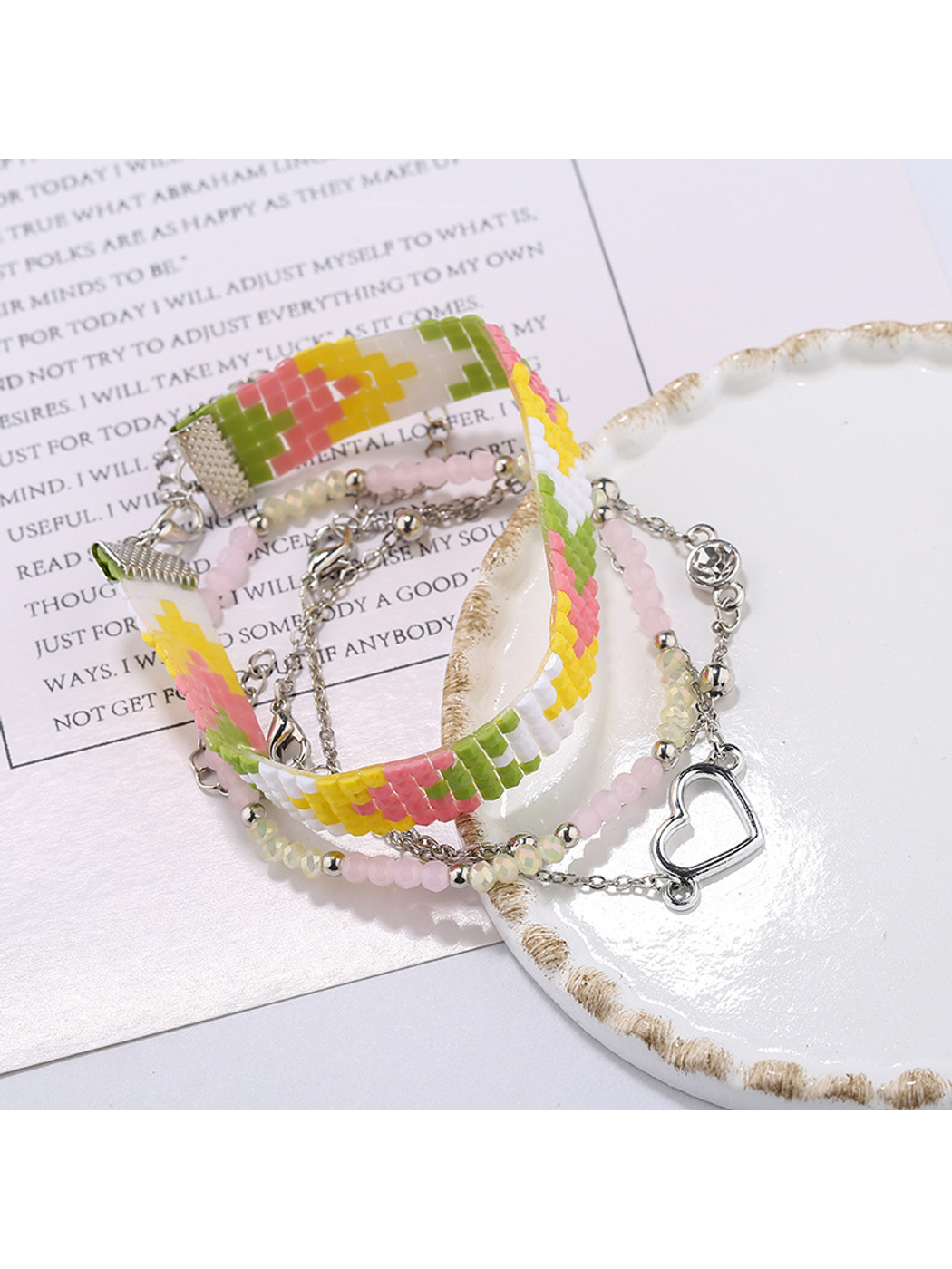 Lovra boho stackable beaded bracelets with a mix of wooden and stone beads