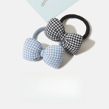 Gifty - Plaid Plush Bow Detail Polyester Hair Tie