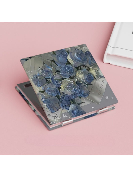 Mirroray - Aesthetic Blue Rose Pattern Vanity Mirror