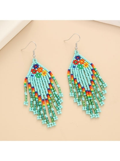 Earedge - Floral Tassel Drop Earrings