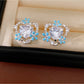 Earedge - Alloy Heart Flower Detail Stud Earrings