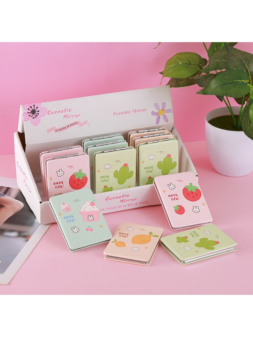 Mirroray - Fruit Pattern Rectangular Folding Mirror Portable