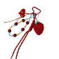Keypus - Beaded Strawberry Heart Bag Charm Keychain