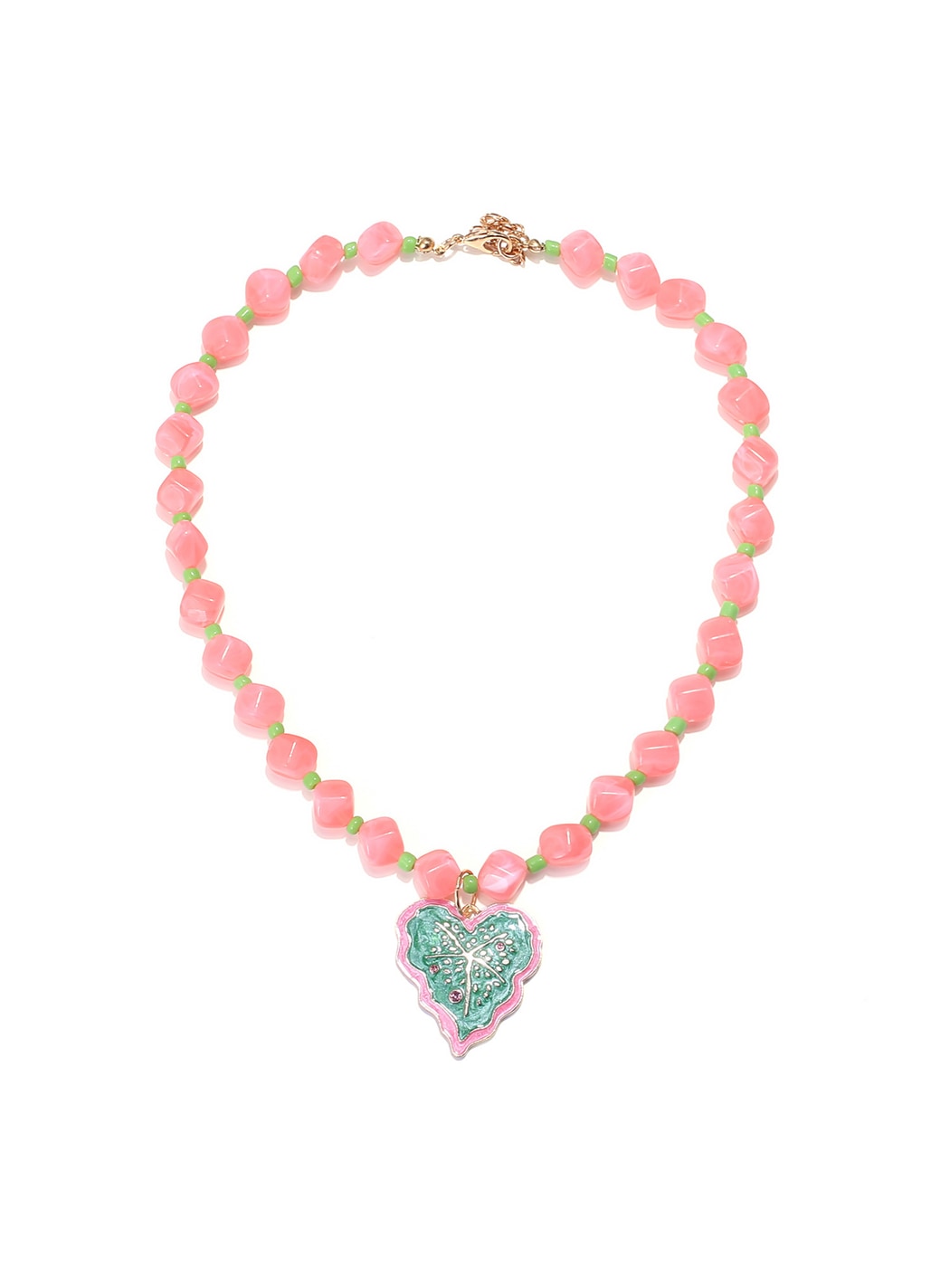 Nozari - Botanical Beaded Chain Leaf Pendant Necklace