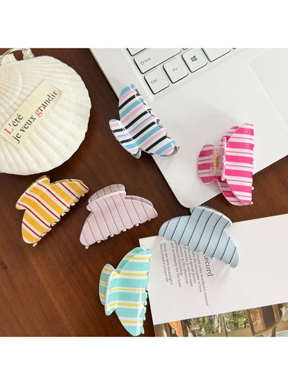 Beau - Sweet Style Striped Plastic Hair Claw Clip
