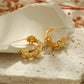 Earedge - Gold Tone Floral Openwork Textured Earrings