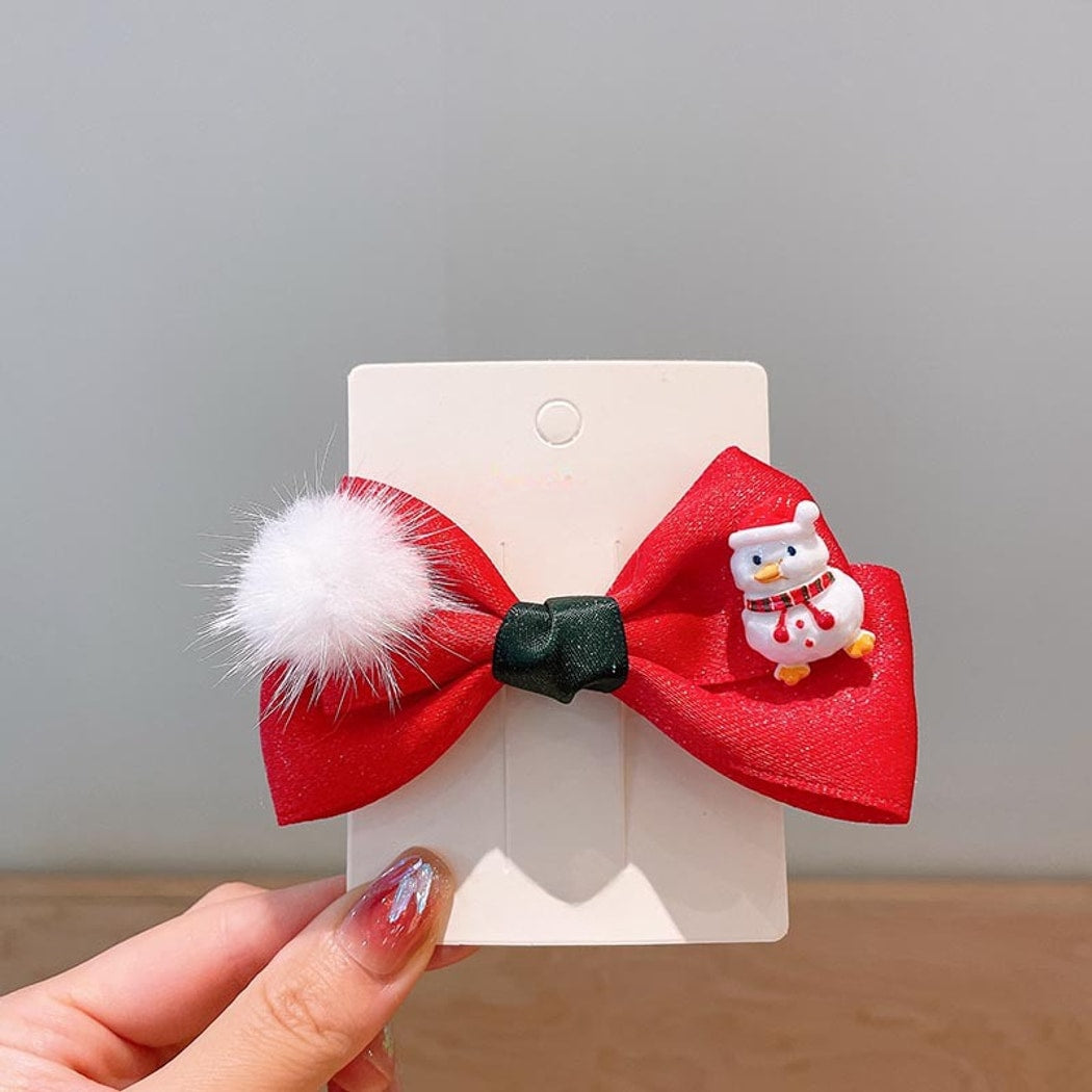 Beau - Christmas Bow Pom Pom Cartoon Hair Accessories