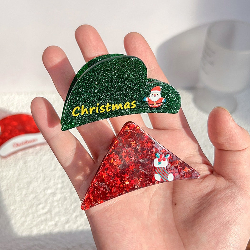 Beau - Christmas Theme Glitter Heart Claw Clip
