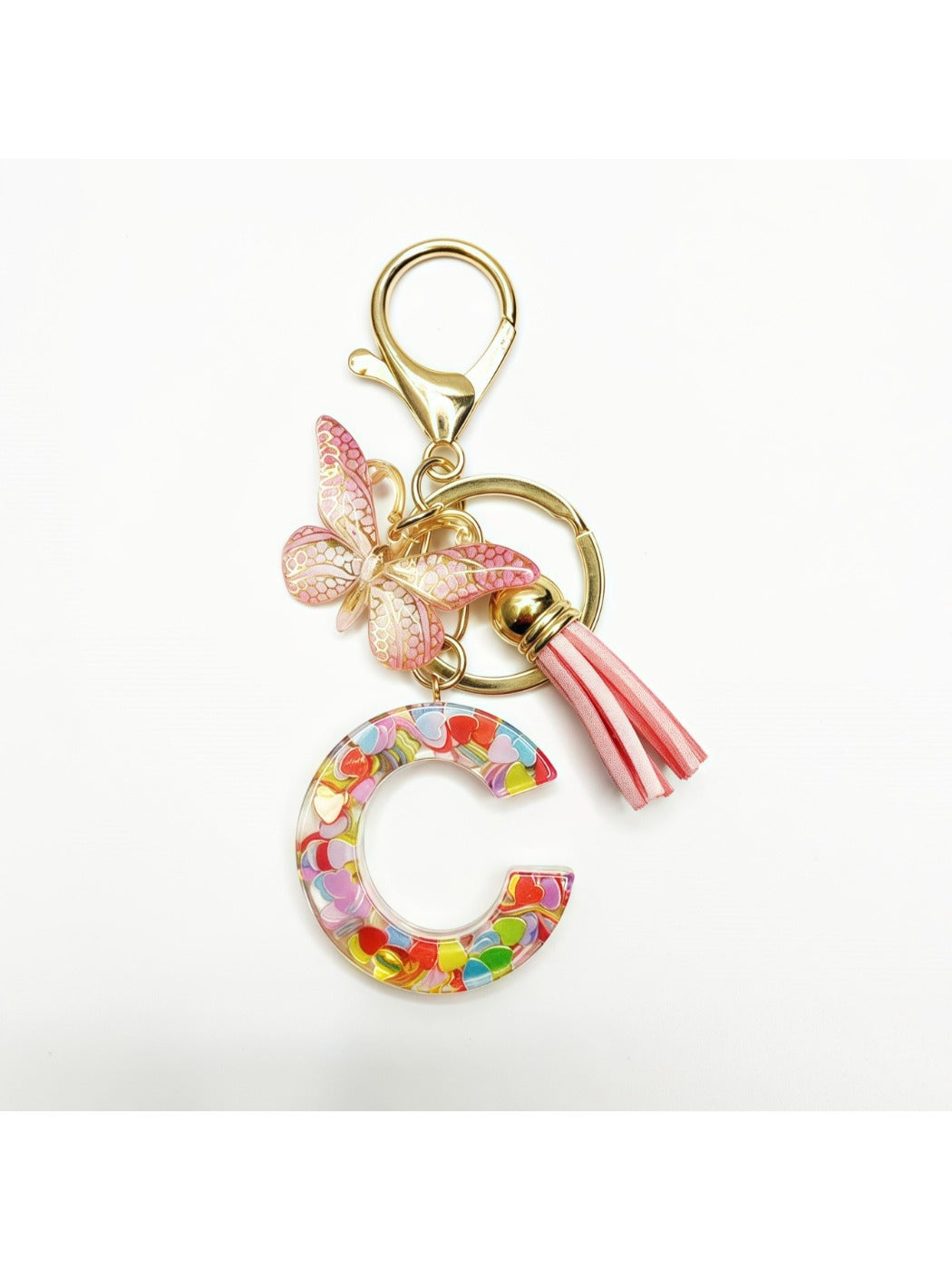 Keypus - Delicate Butterfly Letter Pendant Keychain
