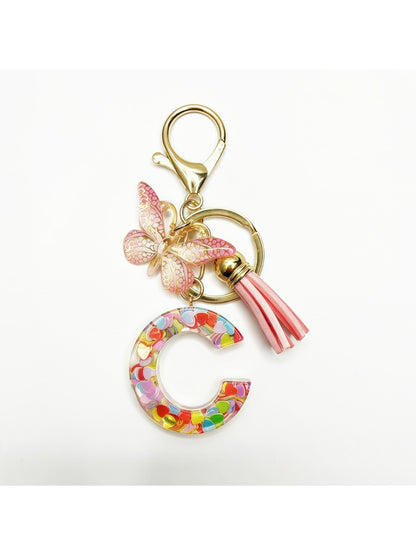 Keypus - Delicate Butterfly Letter Pendant Keychain