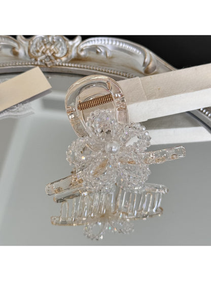 Beau - Beaded Floral Geometric Plastic Claw Clip