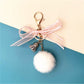 Keypus - Lace Bow Pompom Bag Charm Keychain