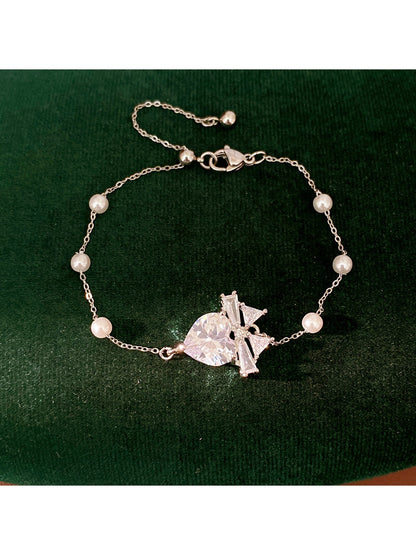 Lovra - Heart Accent Synthetic Zirconia Bracelet