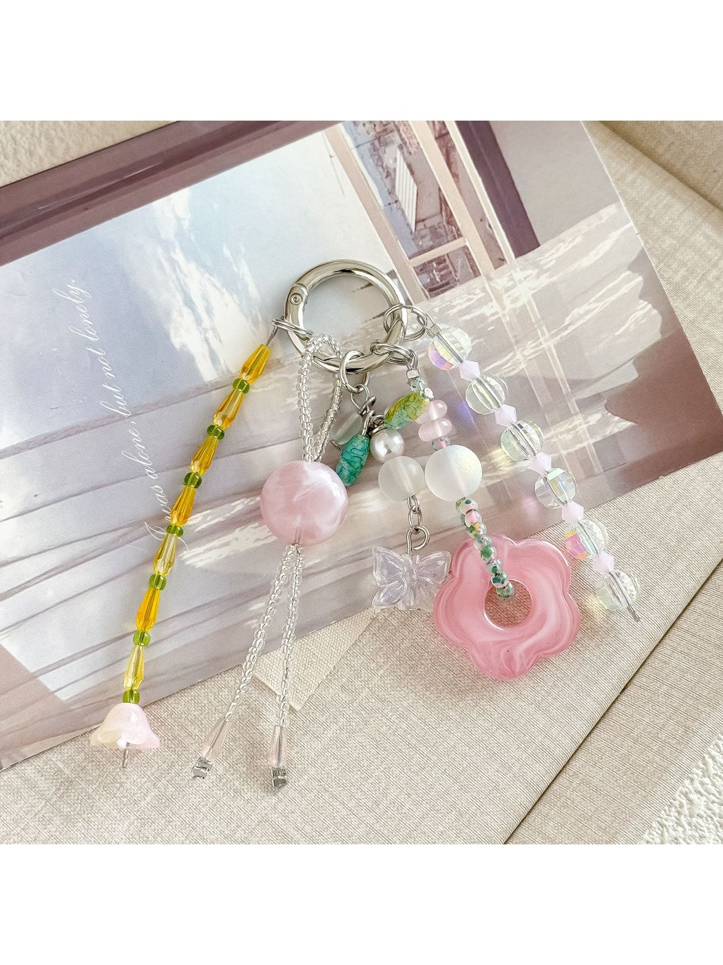 Keypus - Lily of the Valley Beaded Floral Bag Charm Keychain