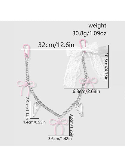 Keypus - Y2K Bow Heart Star Lace Bag Charm Keychain