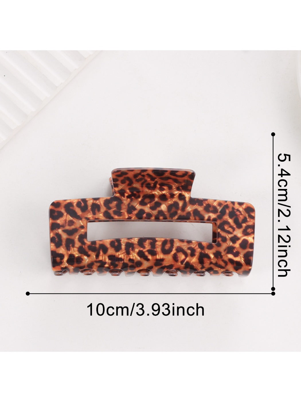 Beau - Leopard Print Square Openwork Claw Clip