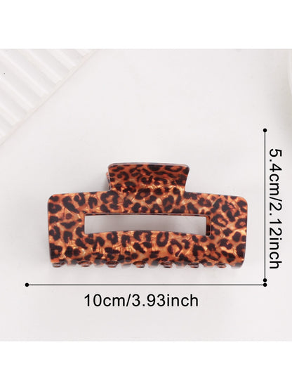 Beau - Leopard Print Square Openwork Claw Clip