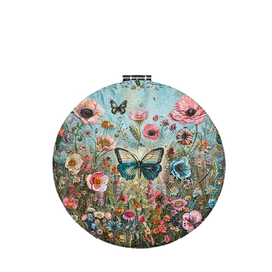 Mirroray - Floral Butterfly Round Folding Pocket Mirror