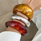 Lovra vintage polished irregular bangle bracelet worn on wrist