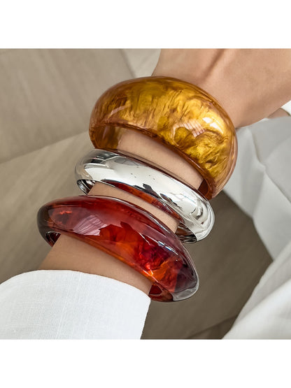 Lovra vintage polished irregular bangle bracelet worn on wrist